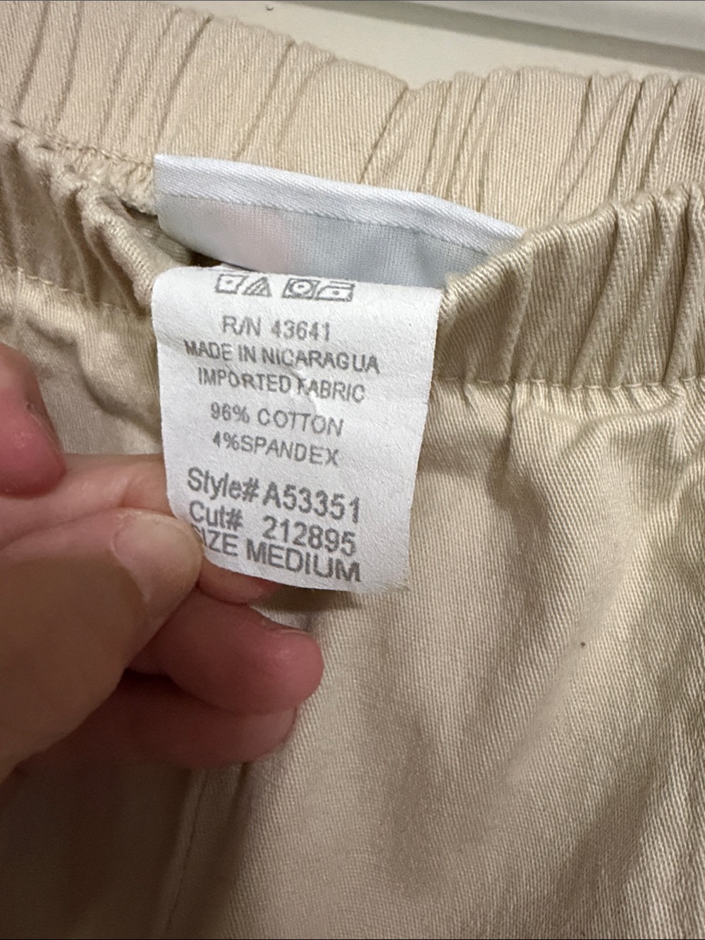 Women's Elastic-Waist Chino Pants in Cream - Picture 3 of 7